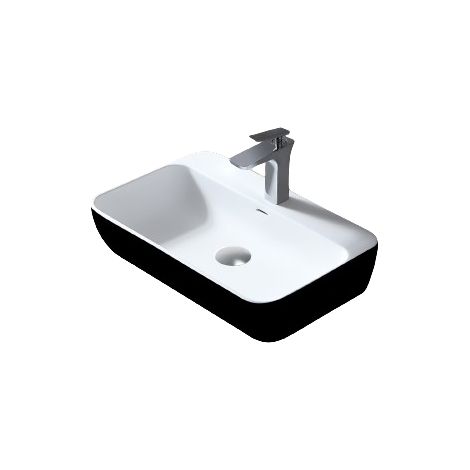BERNSTEIN - Vasque à poser 60x40x14cmou lavabo à suspendre en fonte minérale - noir/blanc mat - TWG201 (1/4)