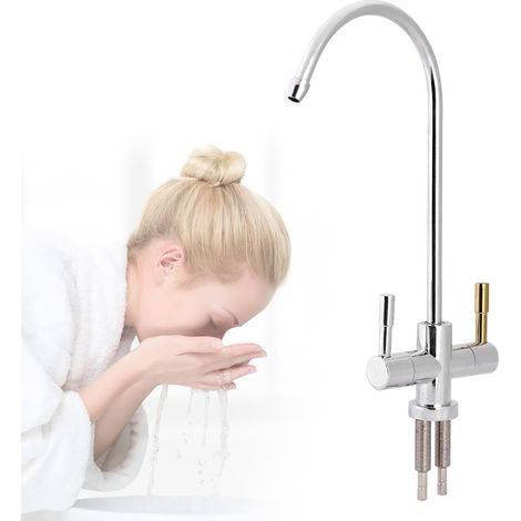 Robinet de Filtre à Eau Potable RO Osmose Inverse Chrome avec Double Perçage 1/4'' (1/5)