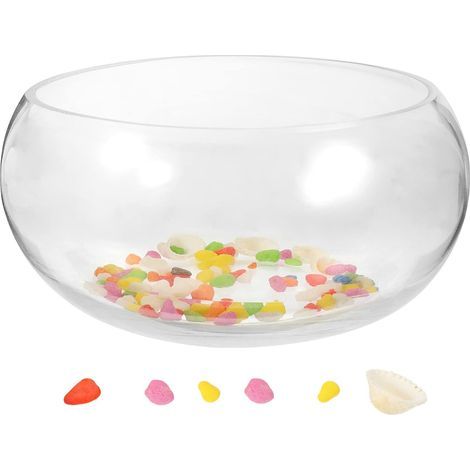 Round Glass Aquarium Jar Decorative Vase for Office Goldfish Aquatic Plants (1/5)