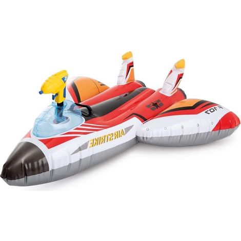 Aereo gonfiabile cavalcabile - Misura 117x117 cm - Lettino Salvagente con Pistola ad Acqua e Maniglia - Colore Rosso (1/4)