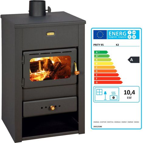 Stufa a legna Prity K2 da 10,4 kW colore nero in acciaio (1/3)
