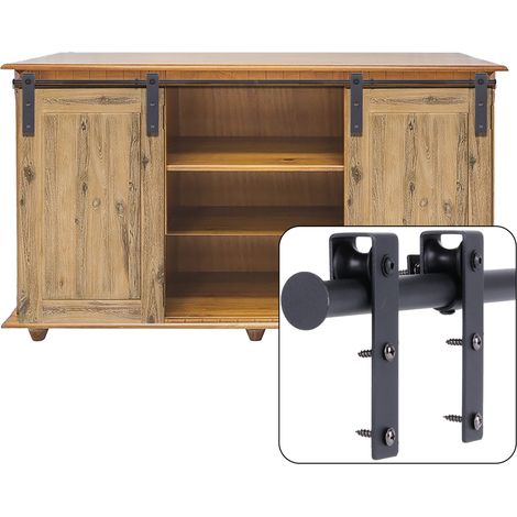 Mini Scheunentür Hardware Kit für Möbel Schiebetürsystem für TV Schrank Schiene für Doppeltüren Belastung 70kg - 150cm