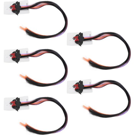 Set mit 5 farbigen Haarverlängerungen, dekorative und elegante Accessoires für Halloween, für Kinder, Mädchen und Frauen. Schwarze Fledermaus. (1/5)