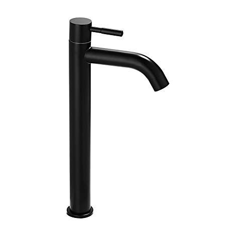 Robinet Lavabo - Acier Inoxydable 304 Noir Mat - Sortie Eau Froide Unique - Modèle Haut - Commande Monocommande - Pour Lavabo Salle De Bain (1/5)