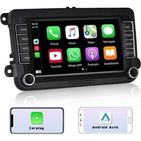 Android Autoradio Carplay Pour Vw Golf 5 6 Polo Passat Touran Avce Gps, 7 Pouces Écran Tactile Stéréo De Voiture Bluetooth Gps Fm-Rd