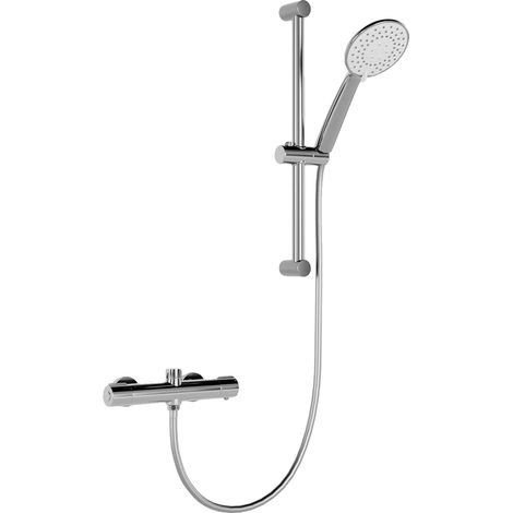 Grifo de ducha termostático con modos lluvia y manual, color plata. (1/2)