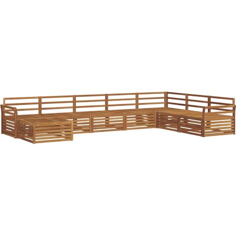 Ensembles de canapés 8 pcs  Salon de jardin Naturel Bois d'Acacia Massif
