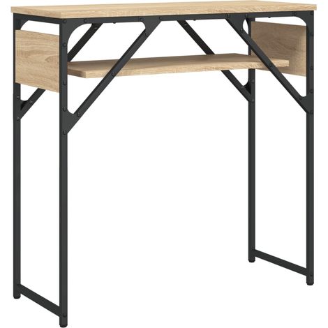 Table console avec étagère style industriel 75 x 30 x 75 cm bois d'ingénierie couleur chêne et métal DEC031648