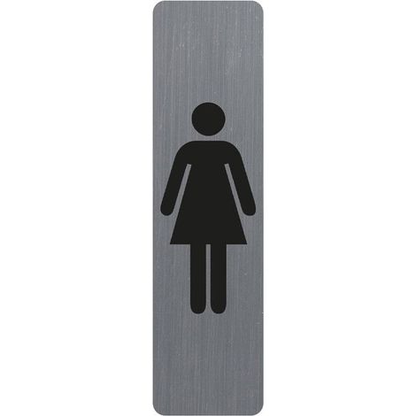 Plaque adhésive - Picto femme - Toilette - Imitation alu - 16,5x4,4cm - Signalétique (1/3)