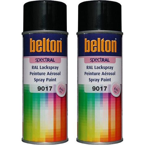 2 bombes de peinture Belton Spectral RAL9017 Noir signalisation 400ml