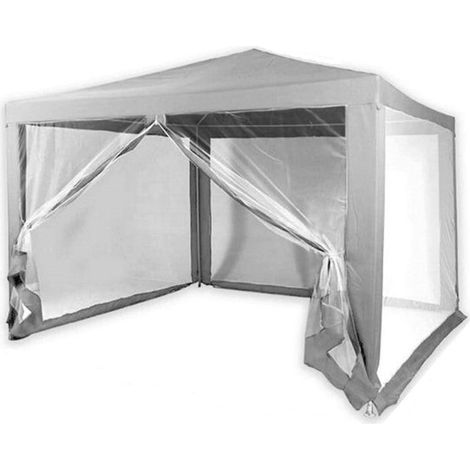 TrAdE Shop Traesio - Gazebo 2,4x3x2,50mt Tendone Giardino Telo Grigio Impermeabile Con Zanzariera 016560 - (1/2)