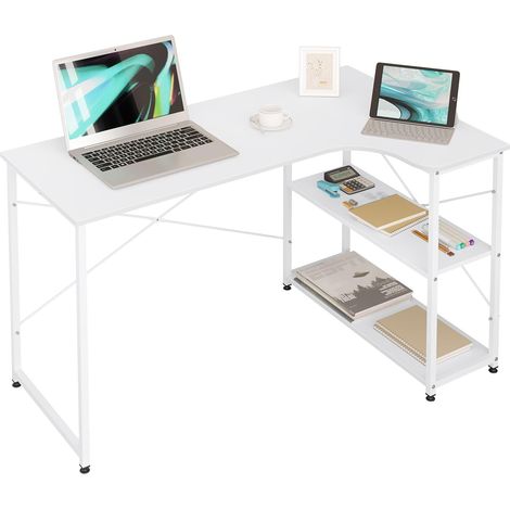 Woltu – Bureau d'angle en bois d'ingénierie et métal – Dimensions 120x74x71.5cm – Résistant aux rayures et hydrofuge – Idéal pour espaces de travail