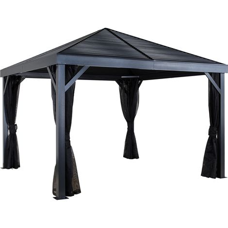 Sojag Aluminium Pavillon South Beach 1212 incl. moustiquaire Gris basalte 363x363x310 cm (1/5)
