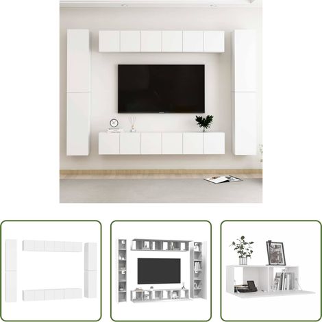 Fernsehschrank -  10-tlg. TV-Schrank-Set Weiß Holzwerkstoff (1/5)