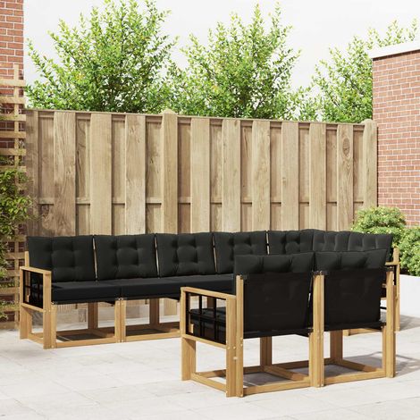 vidaXL Ensemble de canapés d'extérieur 8 pcs Blanc et noir (1/5)