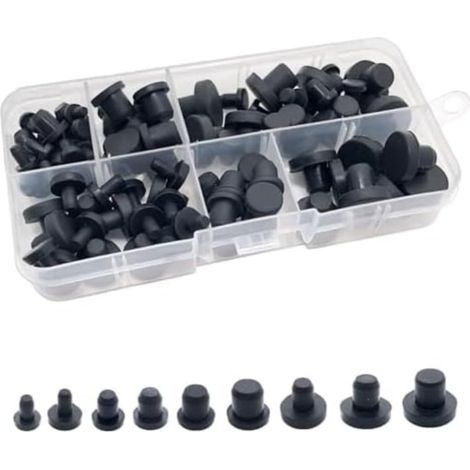 mit 90 Silikonkappen in 9 Größen schwarze T förmige