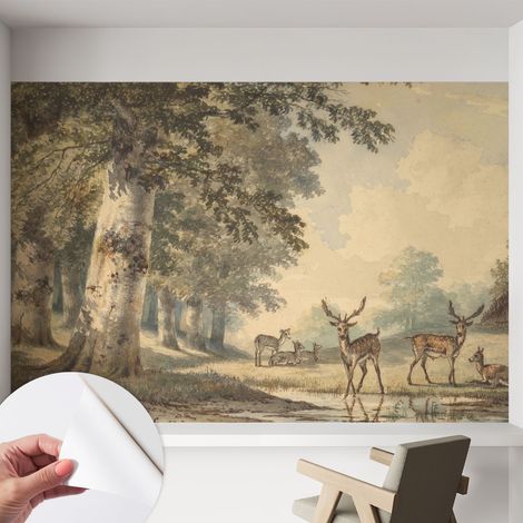 Selbstklebend Tapete - abwaschbar - Raumgestaltung Schlafzimmer Wohnzimmer Tapete Waldstille 152x104 cm (1/5)