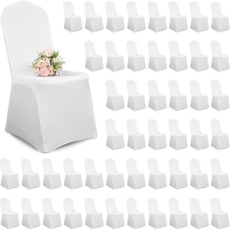 Set of 20 removable and washable chair covers, ideal for weddings, parties and banquets (white) (1/5)