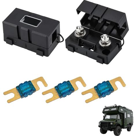 Set of 3 MIDI 60A Fuses and 2 ANS High Voltage 12V-58V Fuse Holders for Protection of Electrical Circuits of Cars, Trucks, Construction Vehicles, Buses and Caravans (1/5)