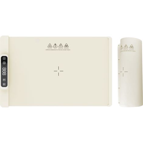 Plaque/coussin chauffant isolant en silicone de qualité alimentaire, 5 réglages de température, minuterie de 1 à 4 heures (blanc cassé) (1/5)