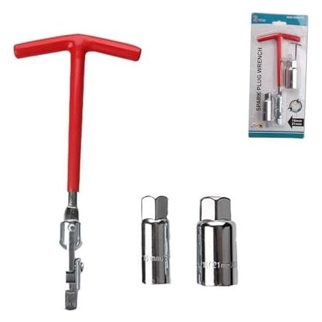 3-teiliges Zündkerzensteckschlüssel-Set, Zündschlüssel, Einbauwerkzeug, Ausbauwerkzeug, 16 mm/21 mm für Auto und Motorrad (Rot) (1/5)