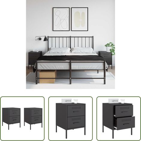 Meuble industriel -  Tables de chevet 2 pcs noir 36x39x50,5 cm acier (1/5)