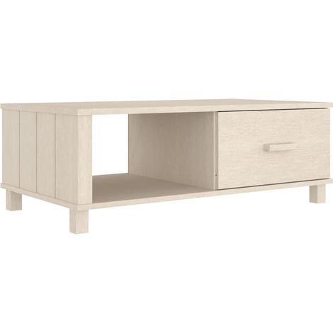 Tavolino con cassetto e scomparto, design moderno e contemporaneo, 100 x 55 x 35 cm, legno di pino massello DEC039424