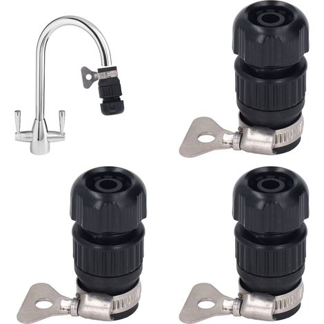 Lot de 3 adaptateurs de robinet en acier inoxydable PP, accessoires pour tuyau d'arrosage domestique, idéal pour le jardin et le lavage de voiture, avec collier de serrage de 16 à 18 pouces de diamètr (1/5)