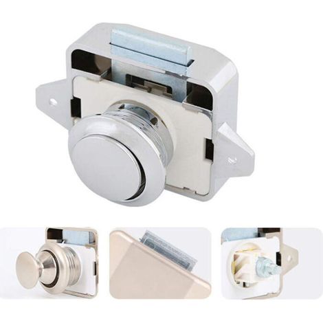 Tigrezy Bouton poussoir Loquet - sans clé Serrure de meuble Fermoir Bouton de porte de placard pour RV caravane de moteur 5 pièces Argent (1/4)