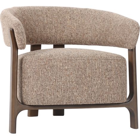 Fauteuil lounge design tweed marron assise confortable - tweed marron effet chiné (1/2)