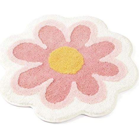 CCYKXATapis de bain rond à fleurs,tapis de salle de bain,cuisine et salon,tapis doux et antidérapant à motifs floraux,idéal pour un usage domestique (rose) (1/5)
