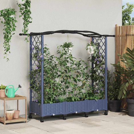 vidaXL Hochbeet mit Rankgitter und Dach Grau 169 x 40 x 129 cm PP (1/5)