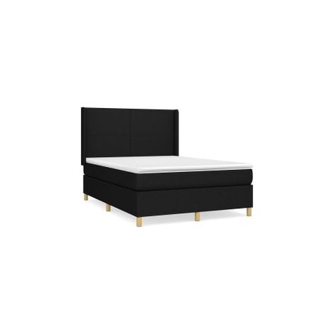 Sommier à lattes de lit avec matelas Noir 140x190 Tissu (1/5)