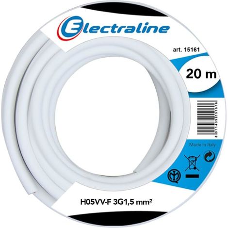 Cavo tripolare electraline h05vv-f 3gx1,5 20 metri bianco - 11785 (1/2)