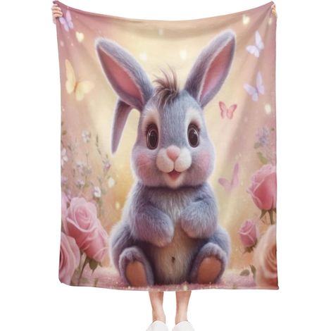Plaid Flanelle Polaire Fourrure pour Lit, Canape, Lapin 130x150 cm (1/5)