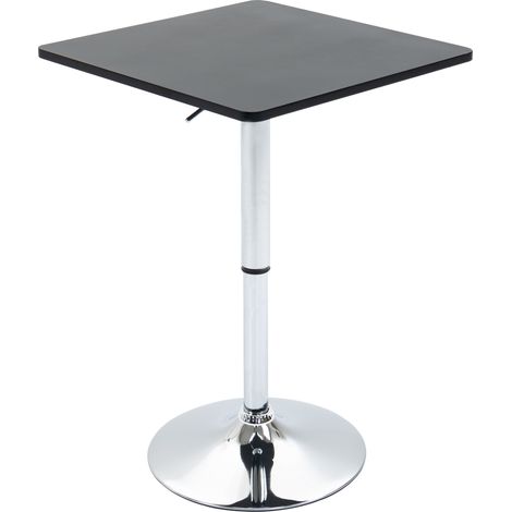 Modern Height Adjustable Counter Bar Table with 360° Swivel Tabletop and Electroplating Metal Base, Pub Desk for Living Room, Kitchen, Restaurant, Pub, Black and Silver