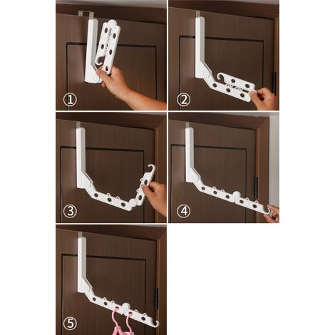 Étendoir à linge pliable sans perçage de style japonais, étendoir de balcon résistant au vent avec 5 trous, étendoir à linge télescopique pour hôtel, étendoir à linge multifonctionnel pour dortoir. (1/5)