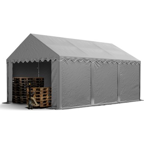 TOOLPORT Lagerzelt 3x6 m Zelthalle Unterstand Weidezelt PVC Plane 700 N wasserdicht in grau