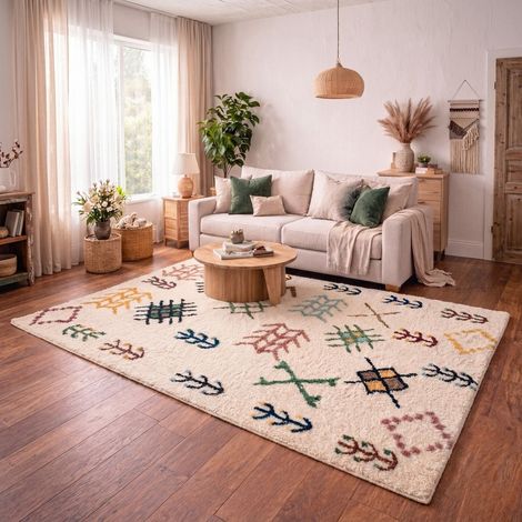 Tapis en laine Marrakech Majesty - Tapis en laine - 290x190cm, Rectangular - 100% Laine vierge - Tufté main - Colorée