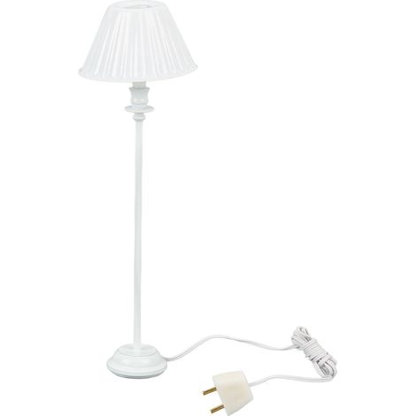 Lampadaire miniature rétro blanc coquille motif élégant meubles DIY éclairage pour maison de poupée échelle 1:12 (1/5)