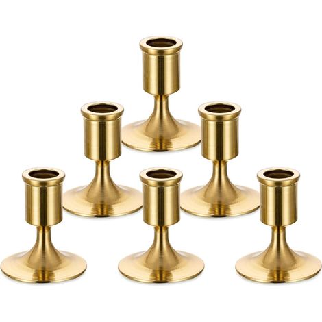 lot de 6 pièces Porte bougies pour centre de table de mariage Bougeoirs dorés pour bougies coniques, , idéal pour Noël, dîner aux chandelles (1/5)