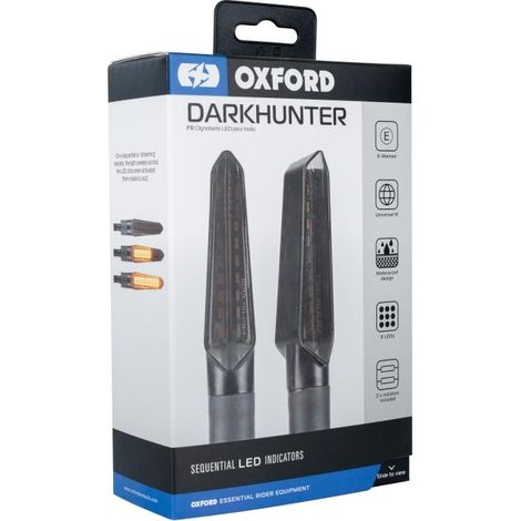 Intermitentes secuenciales LED Oxford DARKHUNTER, 2 unidades con resistencia para moto