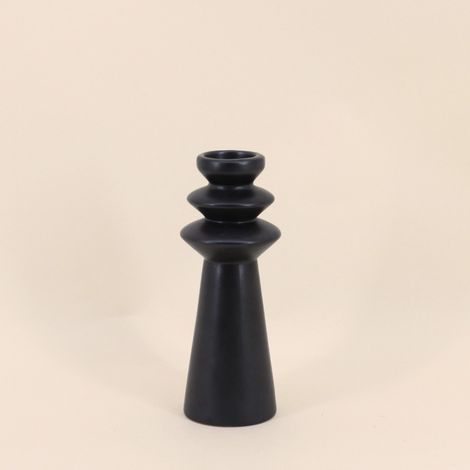 Bougeoir design en grès noir 22cm (1/5)
