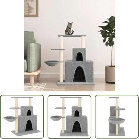 The Living Store Arbre à chat avec griffoirs en sisal Gris clair 83 cm - Arbre À Chat - Meuble Chat - Tour Chat - Griffoir Chat - Maison Chat (1/5)