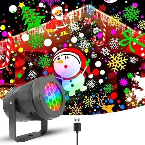 Projecteur de Noël 4W USB 5V, 16 motifs, décoration intérieure de fête, projection festive (1/5)
