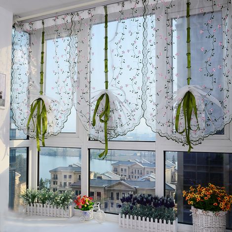 Rideaux en tulle à motif chrysanthème, voilage transparent pour la décoration de fenêtre du salon (80100cm) (1/5)