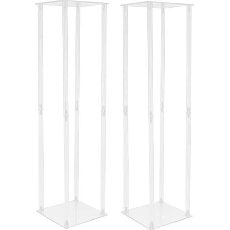 Lot de 2 Porte Plantes Tabourets pour Fleurs - En Acrylique Transparent - Élégant et Stable - 25 x 25 x 100 cm (1/5)