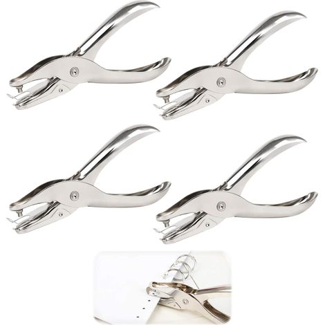 CSPARKV - Perforadora de metal de 3 mm, 4 unidades, alicates manuales para papel, tarjetas, hojas de plástico, fotos, bricolaje (1/5)