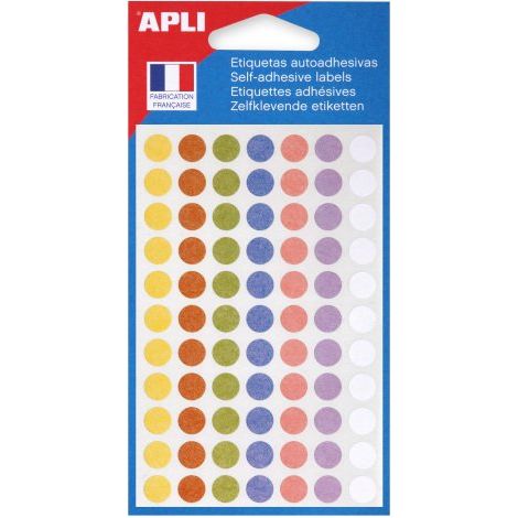 Pastille adhésive Ø 8 mm Agipa couleurs pastel assorties - Boîte de 385