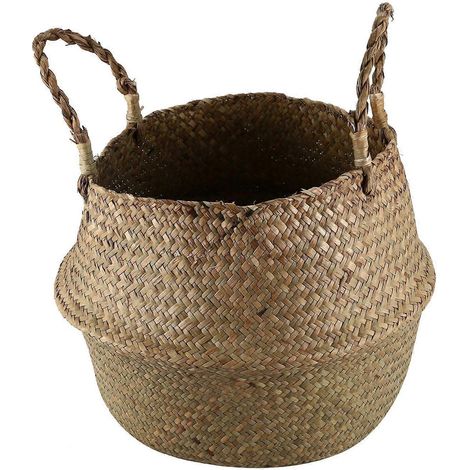Panier en osier de jonc de mer, en rotin pliable et suspendu, tissé, taille L-- (1/5)